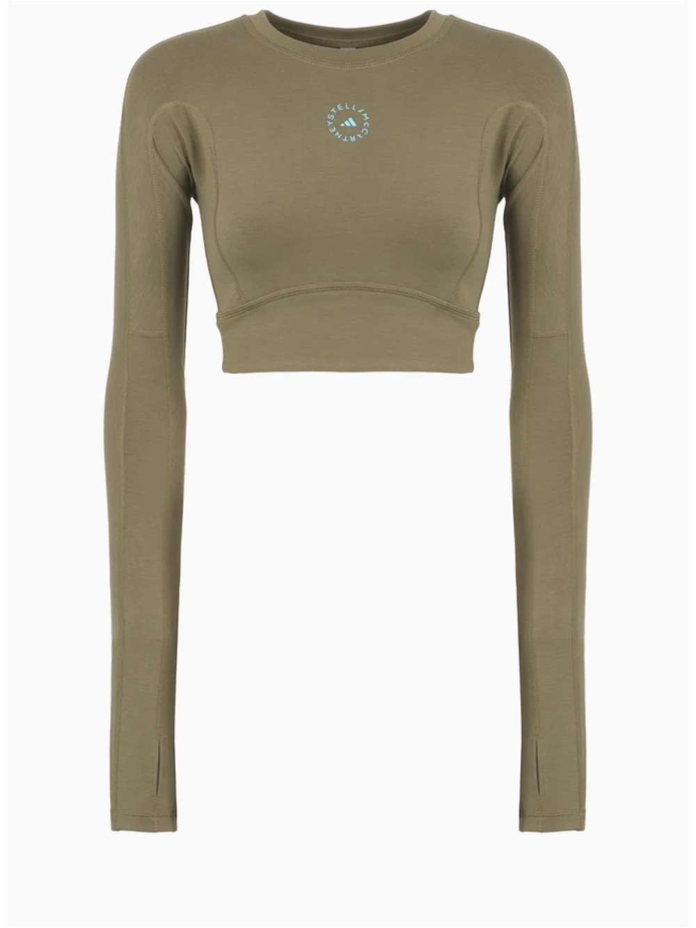 Adidas by Stella McCartney True Strength cropped top in Olive